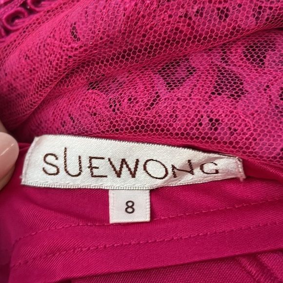 Sue Wong Pink Midi Dress with Elegant Design - Picture 7 of 8